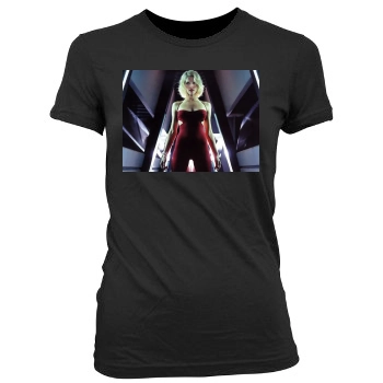 Tricia Helfer Women's Junior Cut Crewneck T-Shirt