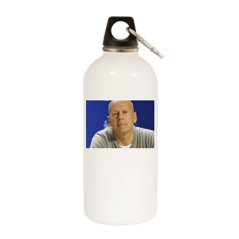 Bruce Willis White Water Bottle With Carabiner