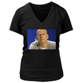 Bruce Willis Women's Deep V-Neck TShirt