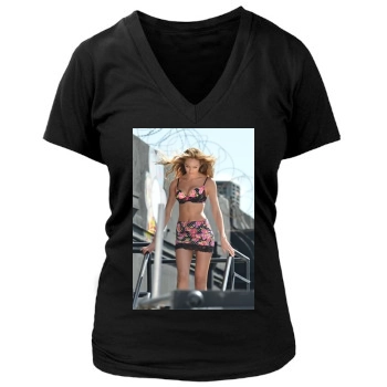 Candice Swanepoel Women's Deep V-Neck TShirt