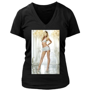 Candice Swanepoel Women's Deep V-Neck TShirt