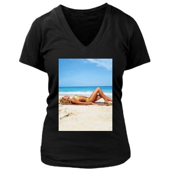 Candice Swanepoel Women's Deep V-Neck TShirt