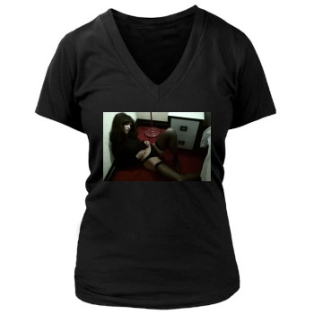 Candice Swanepoel Women's Deep V-Neck TShirt