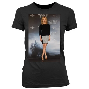 Charlize Theron Women's Junior Cut Crewneck T-Shirt