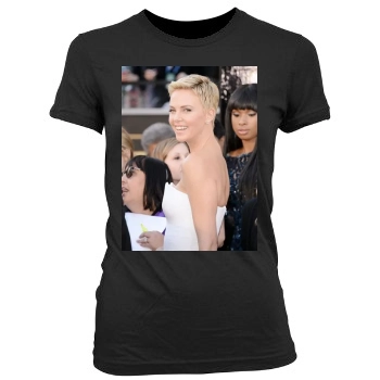 Charlize Theron Women's Junior Cut Crewneck T-Shirt