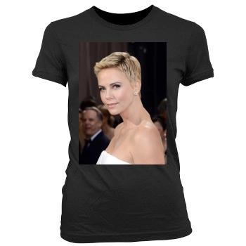 Charlize Theron Women's Junior Cut Crewneck T-Shirt