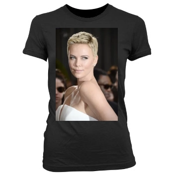 Charlize Theron Women's Junior Cut Crewneck T-Shirt