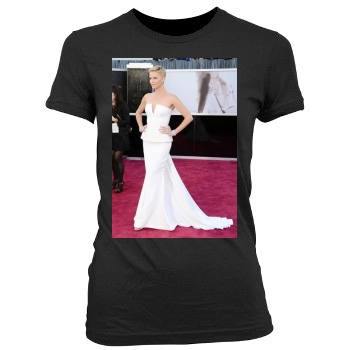 Charlize Theron Women's Junior Cut Crewneck T-Shirt