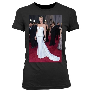 Charlize Theron Women's Junior Cut Crewneck T-Shirt