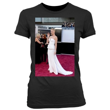 Charlize Theron Women's Junior Cut Crewneck T-Shirt