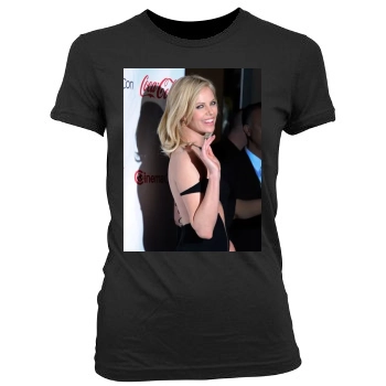 Charlize Theron Women's Junior Cut Crewneck T-Shirt