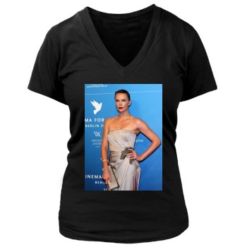 Charlize Theron Women's Deep V-Neck TShirt