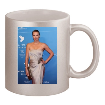 Charlize Theron 11oz Metallic Silver Mug