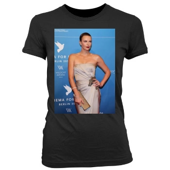 Charlize Theron Women's Junior Cut Crewneck T-Shirt