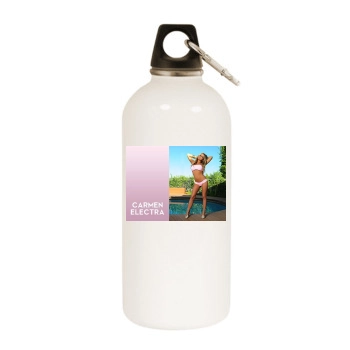 Carmen Electra White Water Bottle With Carabiner