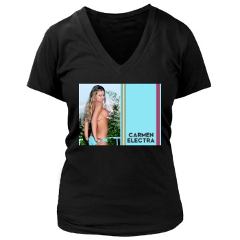 Carmen Electra Women's Deep V-Neck TShirt