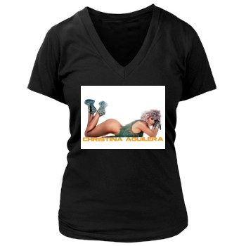 Christina Aguilera Women's Deep V-Neck TShirt