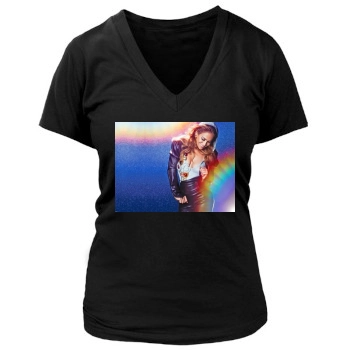 Jennifer Lopez Women's Deep V-Neck TShirt