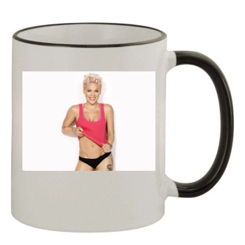 Pink 11oz Colored Rim & Handle Mug