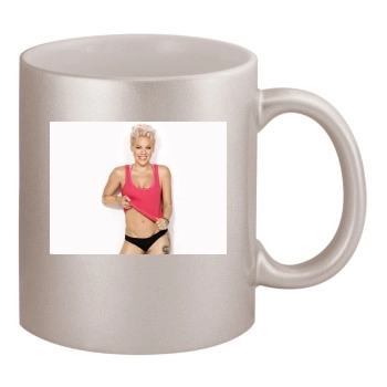 Pink 11oz Metallic Silver Mug