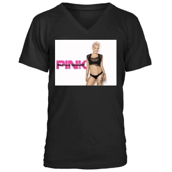 Pink Men's V-Neck T-Shirt