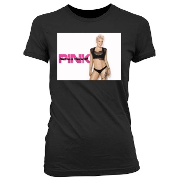 Pink Women's Junior Cut Crewneck T-Shirt