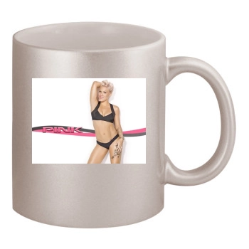 Pink 11oz Metallic Silver Mug