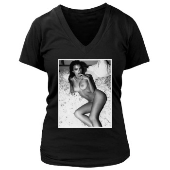 Emily Ratajkowski Women's Deep V-Neck TShirt