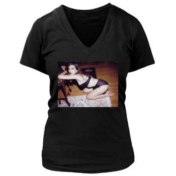 Emily Ratajkowski Women's Deep V-Neck TShirt