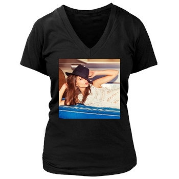 Emily Ratajkowski Women's Deep V-Neck TShirt