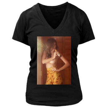 Emily Ratajkowski Women's Deep V-Neck TShirt