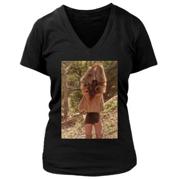 Emily Ratajkowski Women's Deep V-Neck TShirt