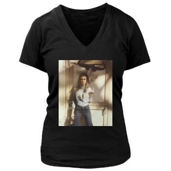 Emily Ratajkowski Women's Deep V-Neck TShirt