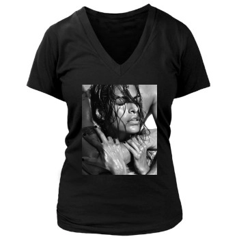 Eva Mendes Women's Deep V-Neck TShirt