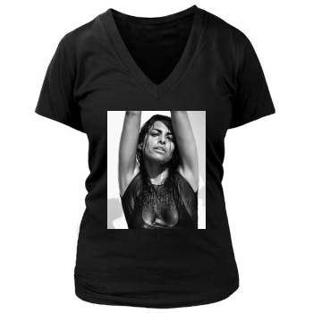 Eva Mendes Women's Deep V-Neck TShirt