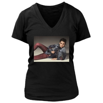 Barbara Palvin Women's Deep V-Neck TShirt