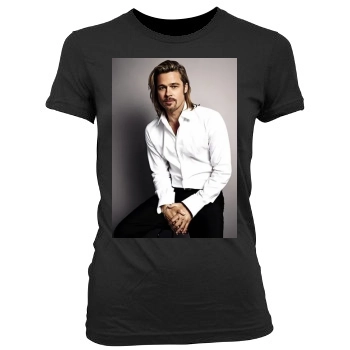 Brad Pitt Women's Junior Cut Crewneck T-Shirt