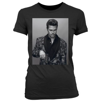 Brad Pitt Women's Junior Cut Crewneck T-Shirt