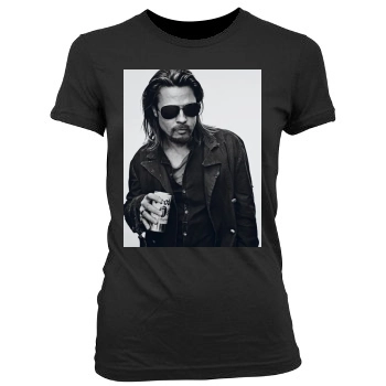 Brad Pitt Women's Junior Cut Crewneck T-Shirt