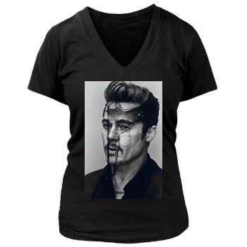 Brad Pitt Women's Deep V-Neck TShirt