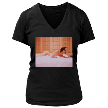 Charlize Theron Women's Deep V-Neck TShirt