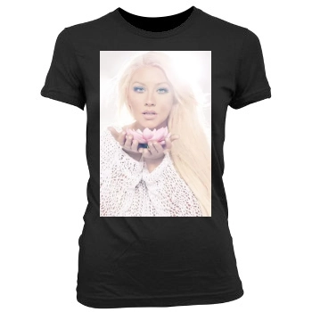 Christina Aguilera Women's Junior Cut Crewneck T-Shirt