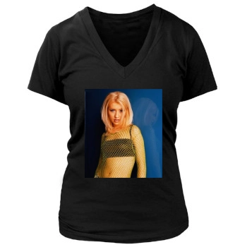 Christina Aguilera Women's Deep V-Neck TShirt