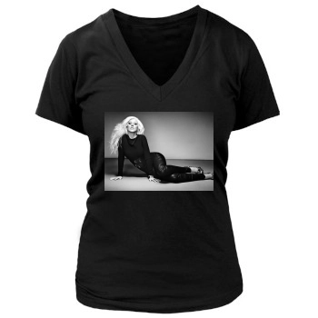 Christina Aguilera Women's Deep V-Neck TShirt