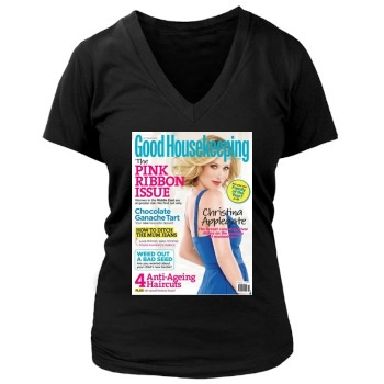 Christina Applegate Women's Deep V-Neck TShirt