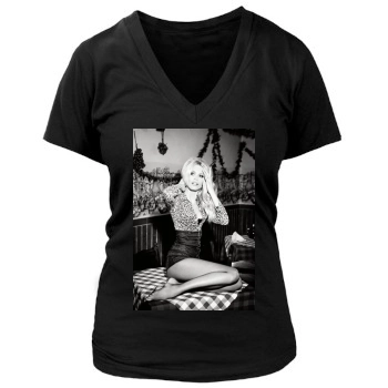 Claudia Schiffer Women's Deep V-Neck TShirt