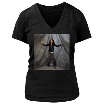 Emily Browning Women's Deep V-Neck TShirt