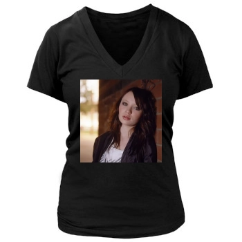 Emily Browning Women's Deep V-Neck TShirt