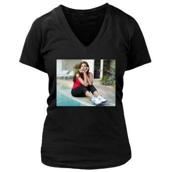 Eva Mendes Women's Deep V-Neck TShirt