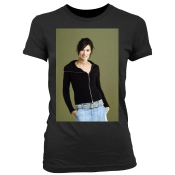 Famke Janssen Women's Junior Cut Crewneck T-Shirt